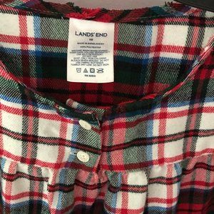 Girls 10 Lands End Plaid Flannel Nightgown